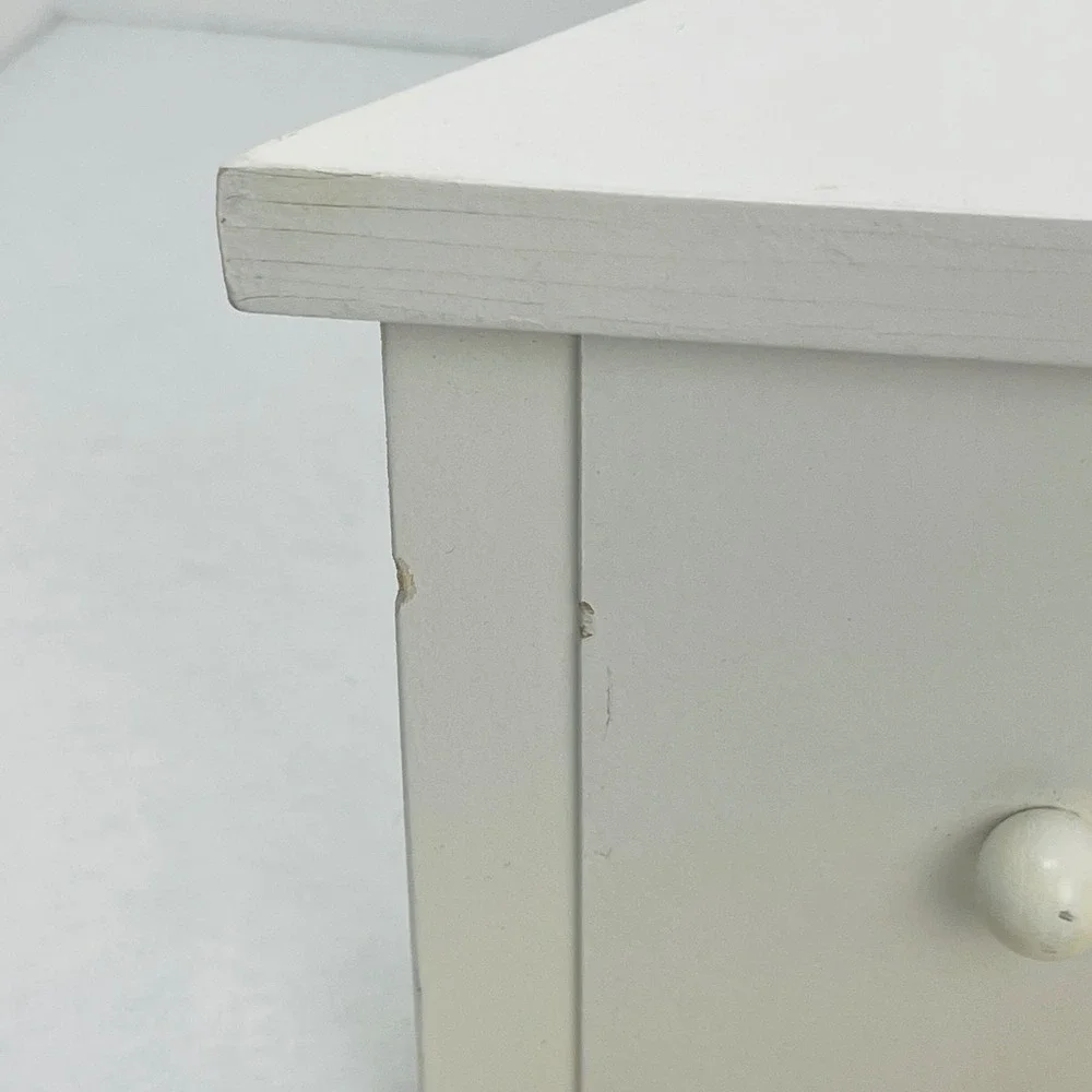White Wooden Corner Wall Shelf with Storage Drawer and 3 Knobs Floating Shelf